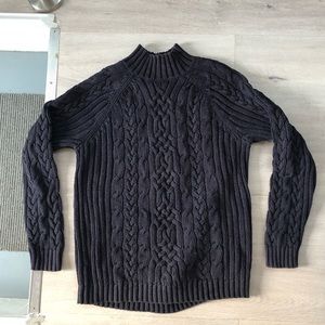Lands end mock neck cable knit sweater